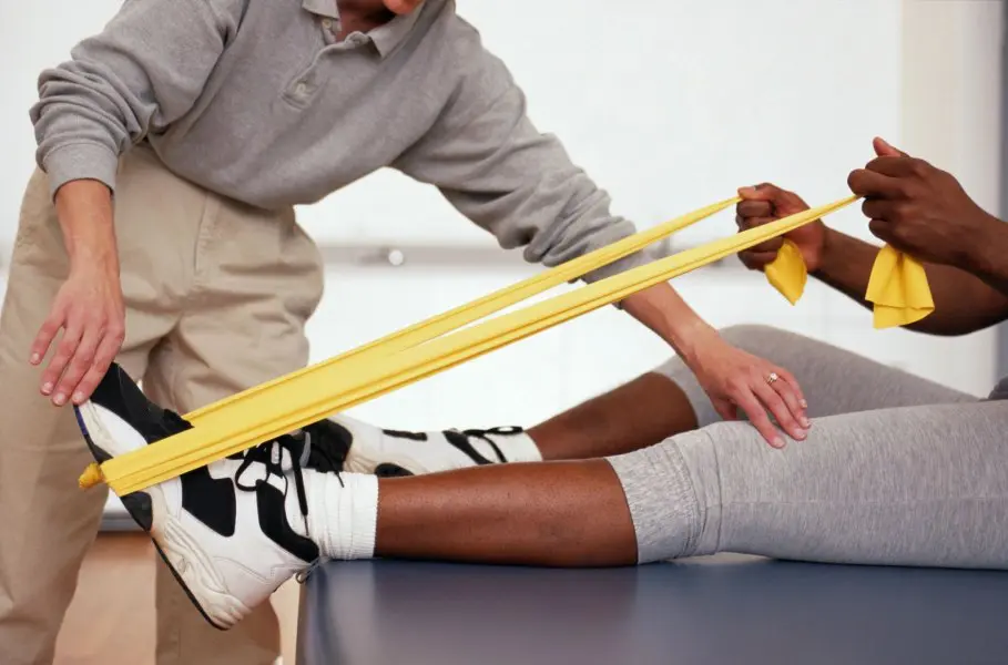 Physical Therapy Patient Using Physiotherapy Bands